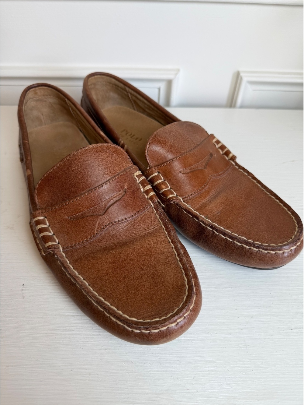 Polo Ralph Lauren Wes Brown Leather Driving Loafers. classic brown. Size 10.5